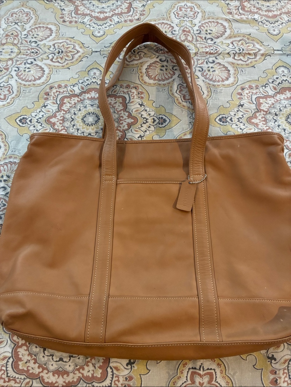 Coach Leather Tote Bag in Cognac Brown - Classic Carryall